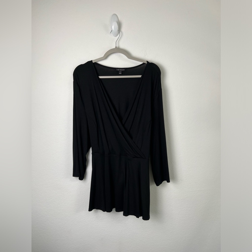 Lane Bryant Crossover Black Matte Jersey 3/4 Sleeve Office Travel Vacation Top